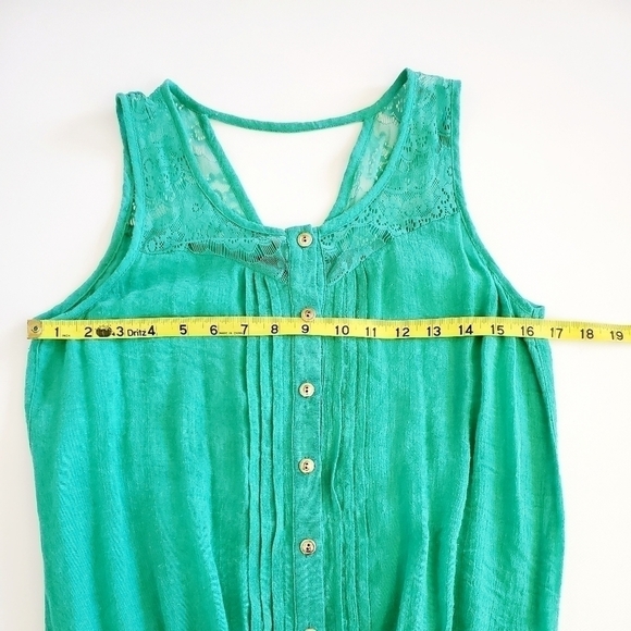 🟢1253 * Edge Sleeveless Lace Top Green Size M - Picture 6 of 7